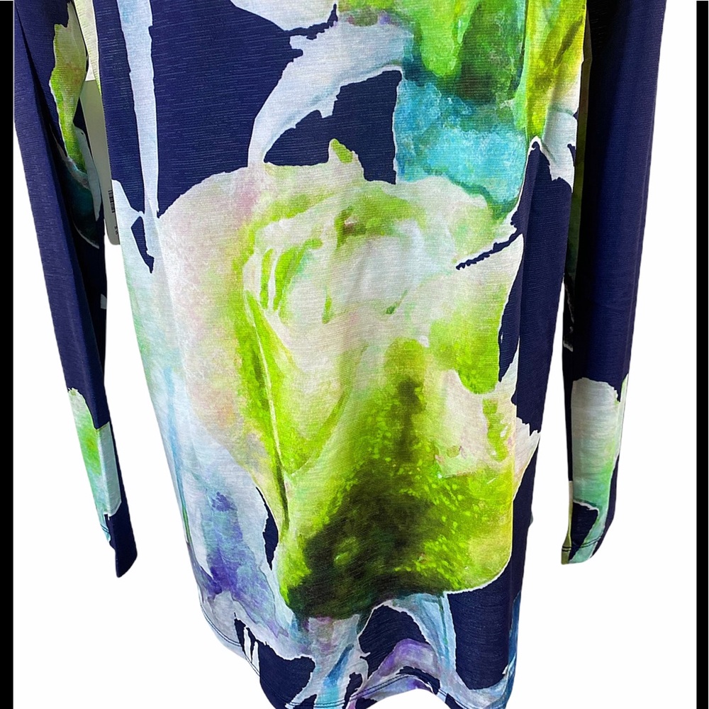 Soft Surroundings Navy Blue Camellia Bloom Top Sz S Floral - Picture 6 of 8